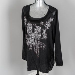 NWOT Faux leather/ silky blouse - Large